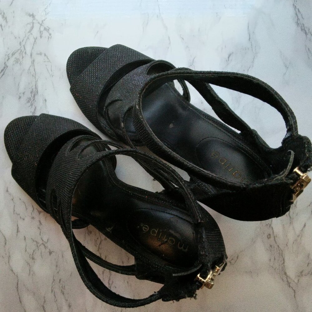 Maripe Womens Black Sparkly Glitter Stiletto 4" Heels Black High Heels Size 9 - Picture 4 of 16